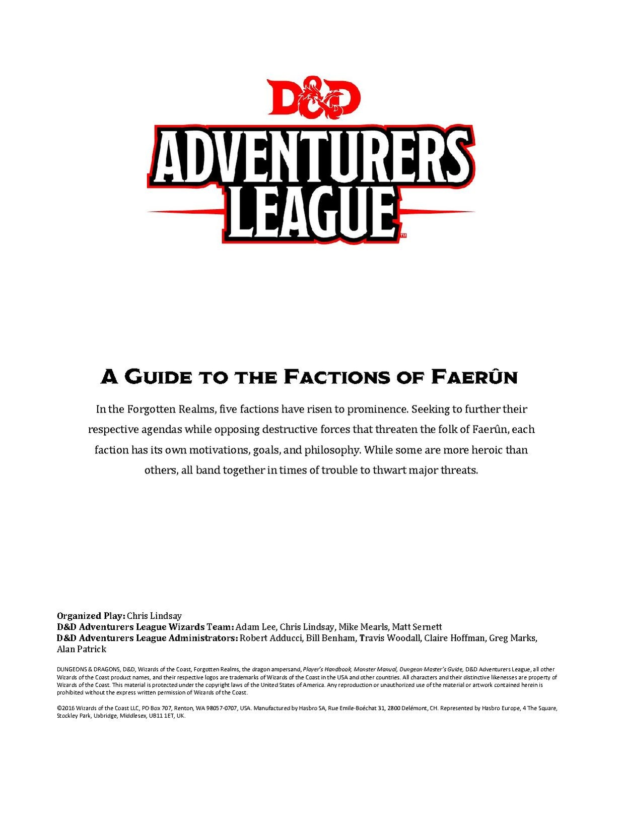Factions in Faerun